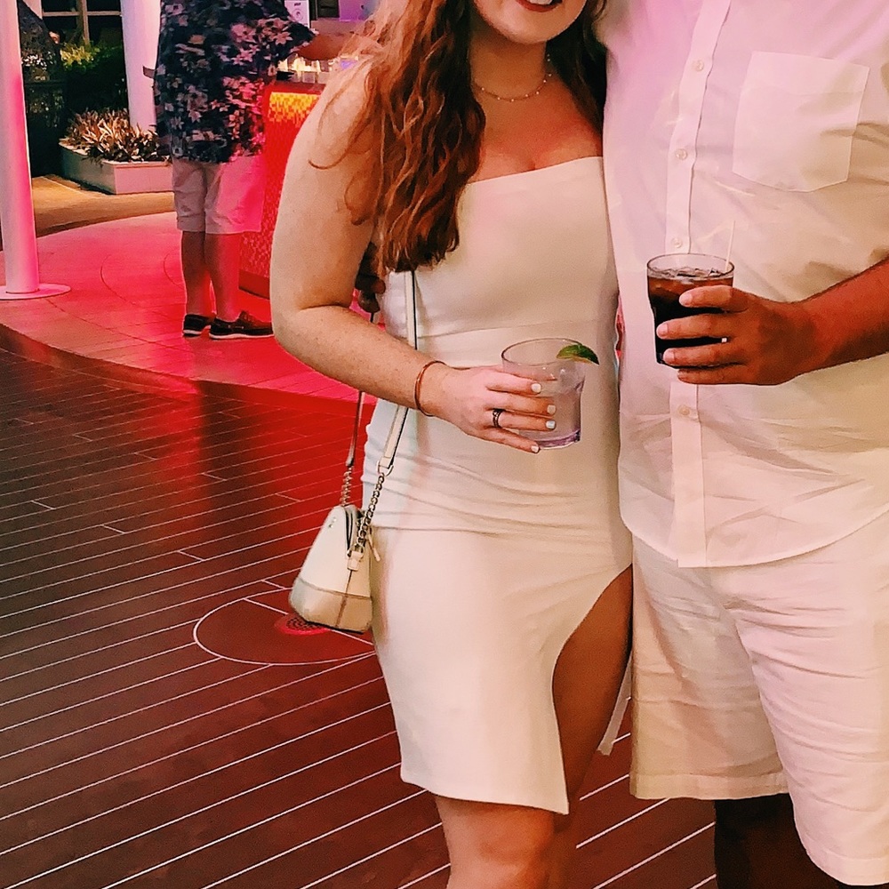 White midi dress